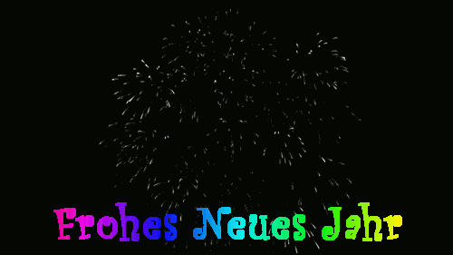 Feuerwerk mit Unterschrift Frohes Neues Jahr